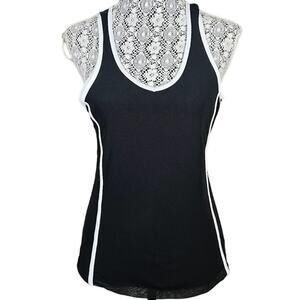 Fila Women's Sport Performance Athletic Lined Black White Mesh Tank Size Medium